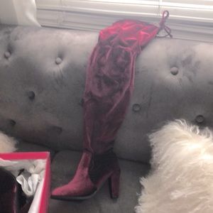 Thigh high velvet boots